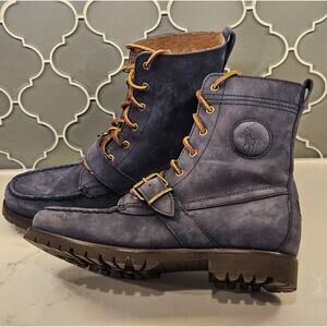 Polo Ralph Lauren Ranger Buckle Boots Men's Size 8D Blue Suede Classic Hip Hop